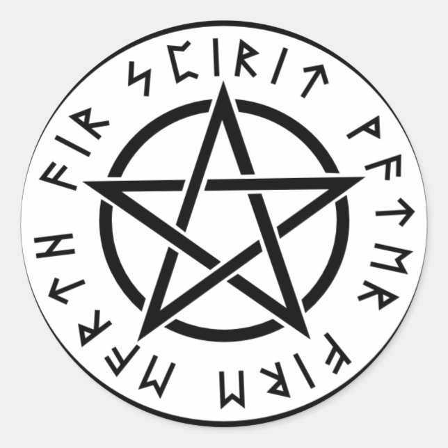 Sticker Rond pentagramme blanc wiccan (Devant)