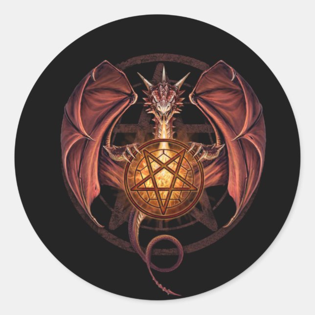 Sticker Rond Pentagramme de dragon (Devant)