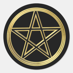 Sticker Rond Pentagramme doré
