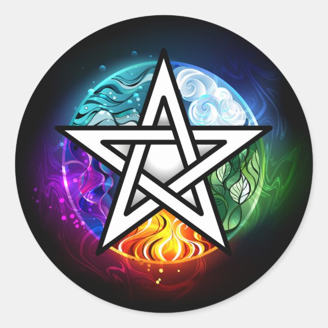 Sticker Rond pentagramme du Wiccan (Devant)