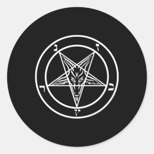 Sticker Rond Pentagramme inversé Baphomet Chèvre