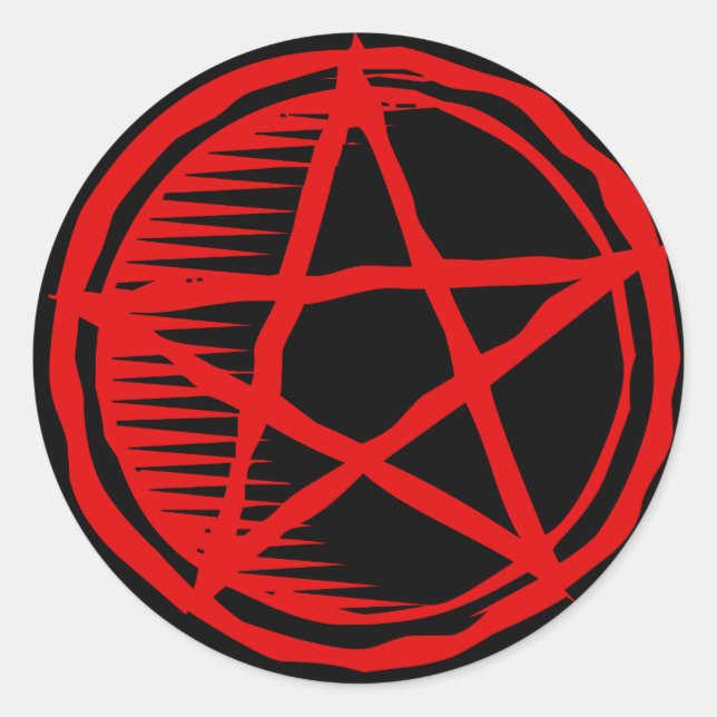 Sticker Rond Pentagramme rouge (Devant)