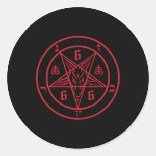Sticker Rond Pentagramme Satanique 666 Sigil Du Diable Baphomet