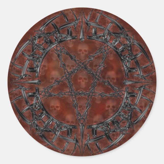Sticker Rond Pentagramme tribal noir (Devant)