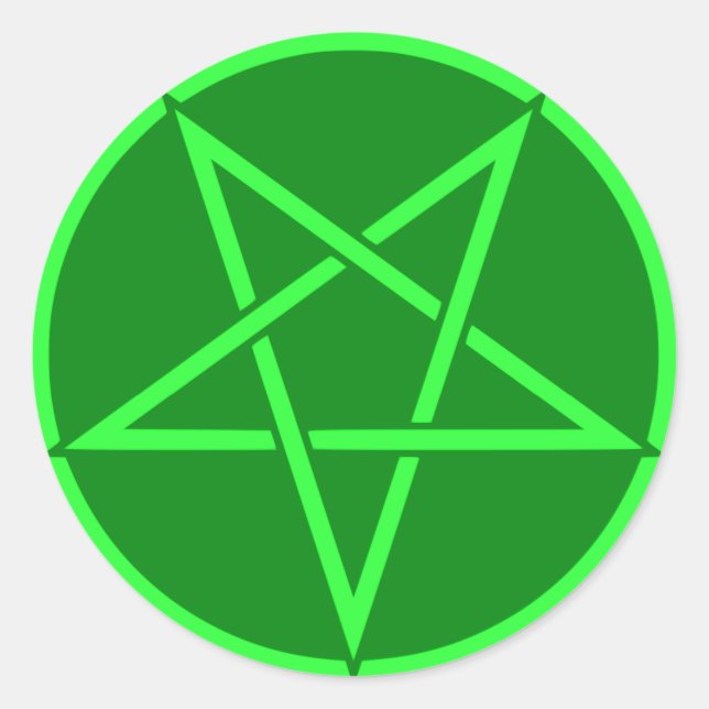 Sticker Rond Pentagramme vert style néon (Devant)