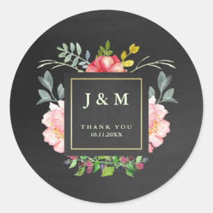 Sticker Rond Peonées et tableau de bord rose pour Mariage