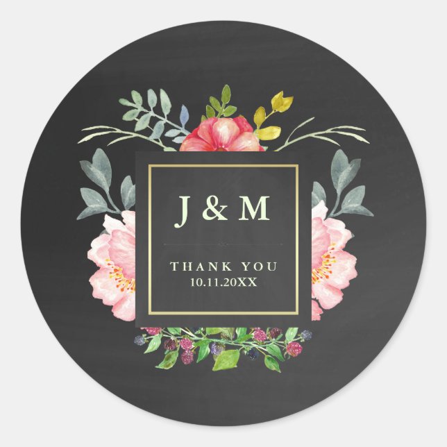 Sticker Rond Peonées et tableau de bord rose pour Mariage (Devant)
