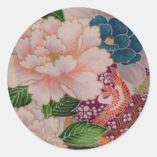 Sticker Rond Peonies en papier du Japon