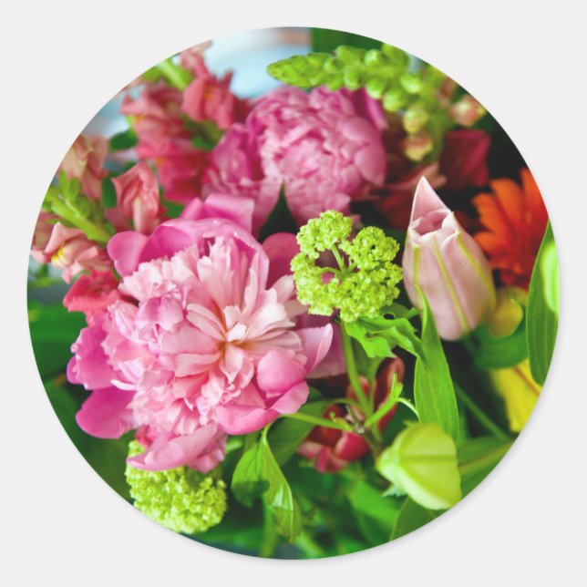Sticker Rond Peony Bouquet (Devant)