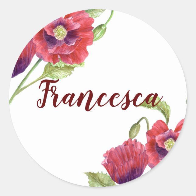 Sticker Rond Pépites rouges Aquarelle Art Floral (Devant)