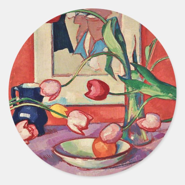 Sticker Rond Peploe - Tulipes, Le Jeu Bleu, (Devant)