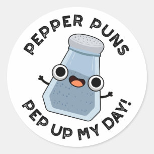 Sticker Rond Pepper Puns Pep Up My Day Funky Food Pun