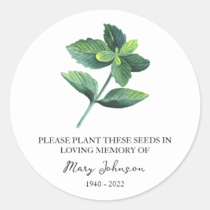 Sticker Rond Pepperment Memorial Funeral Seed Packet