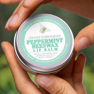 Sticker Rond Peppermenthe beeswax main balm saler vert étain ét
