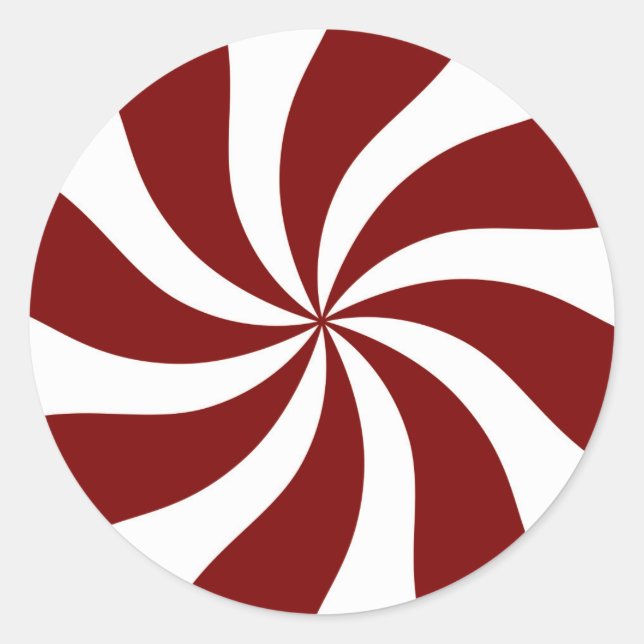 Sticker Rond Peppermenthe Candy Swirl Rouge et blanc (Devant)