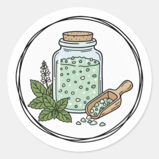 Sticker Rond Peppermint Scrub Label Illustration | Mint Spa 