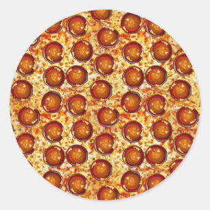 Sticker Rond Pepperoni et Motif de pizza au fromage
