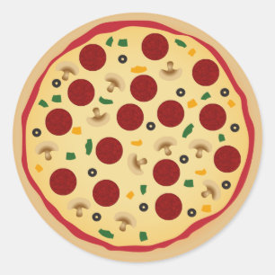 Sticker Rond Pepperoni et Veggie Pizza fête d'anniversaire