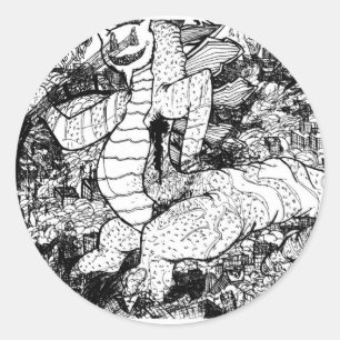 Sticker Rond Percentum Godzilla