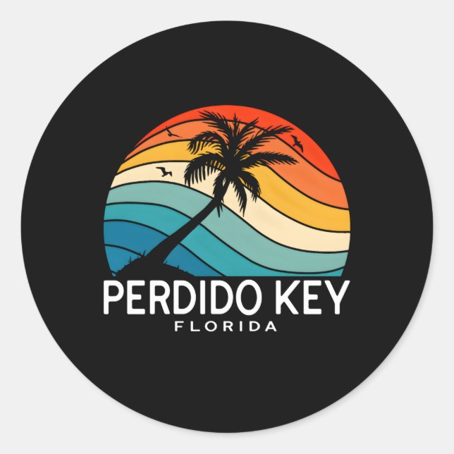 Sticker Rond Perdido Key Florida Tropical Beach Palm Tree (Devant)