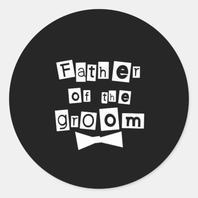 Sticker Rond Père de Groom Blanc sur Noir (Devant)
