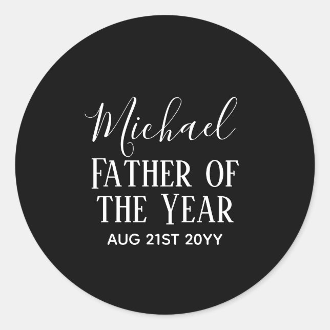 Sticker Rond Père de l'année PAPA mari homme CUSTOPM TEXTE (Devant)