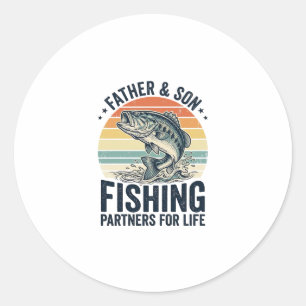 Sticker Rond Père Fils Partenaires de Pêche Vintage Bass Shirt_