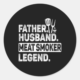 Sticker Rond Père Huse Viande Fumeur Légende Griller Papa Viand