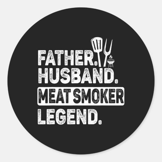 Sticker Rond Père Huse Viande Fumeur Légende Griller Papa Viand (Devant)