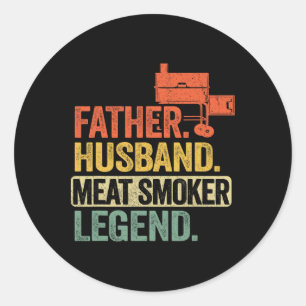 Sticker Rond Père Huse Viande Fumeur Légende Griller Papa Viand