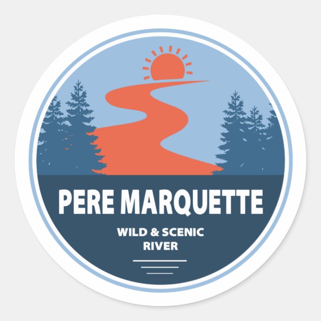 Sticker Rond Pere Marquette Rivière sauvage et Pittoresque (Devant)