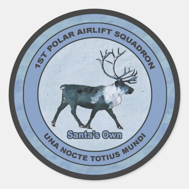 Sticker Rond Père Noël 1er Polar Airlift Sqdn - Subduit (Devant)
