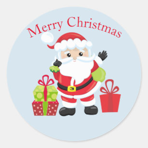Sticker Rond Père Noël avec cadeaux