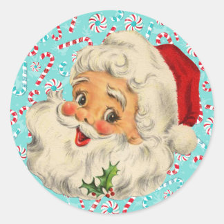 Sticker Rond Père Noël avec menthe poivrée