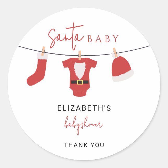 Sticker Rond Père Noël Baby Baby shower Vêtements Noël (Devant)