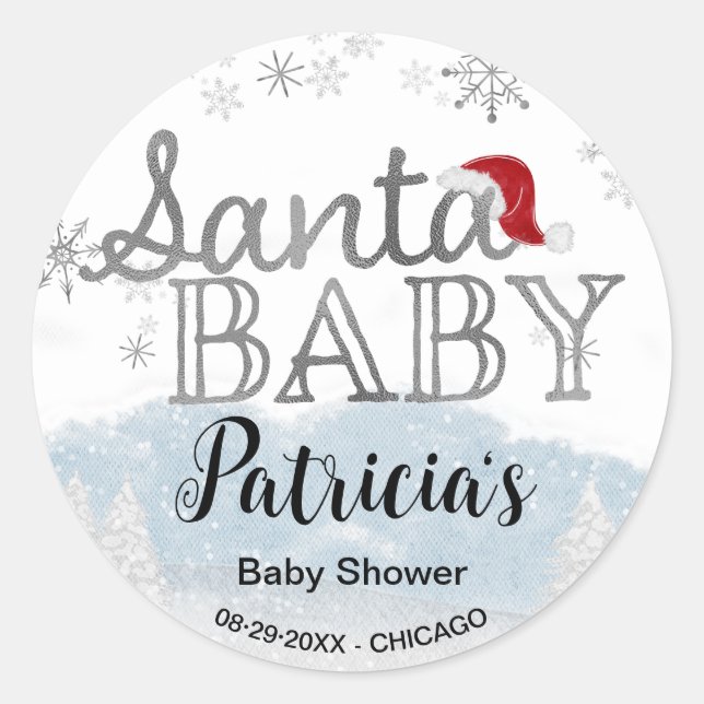 Sticker Rond Père Noël Baby Christmas Baby shower (Devant)