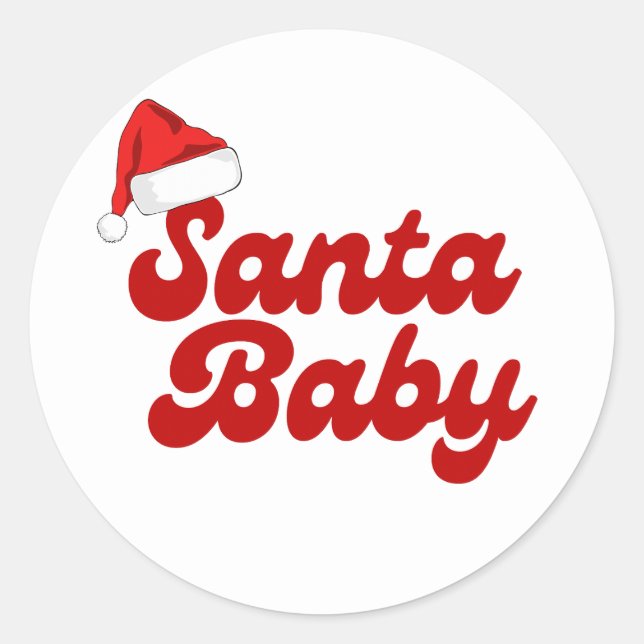 Sticker Rond Père Noël Baby Joyeux Baby shower de Noël (Devant)