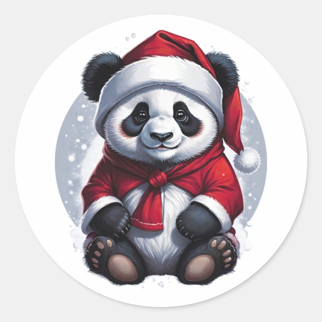Sticker Rond Père Noël Baby Panda | Noël (Devant)