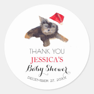 Sticker Rond Père Noël Baby shower Red Cute Merci simple