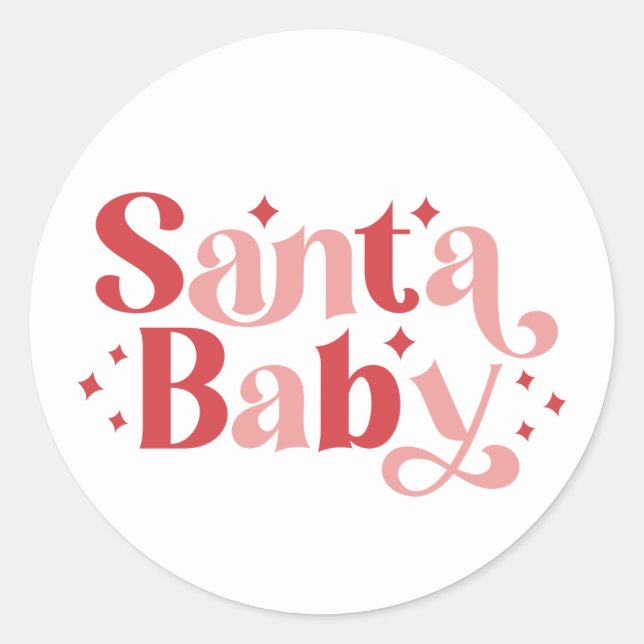 Sticker Rond Père Noël Baby - Typographie de Noël rétro (Devant)