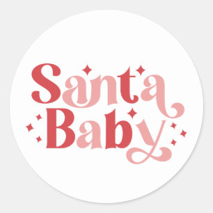 Sticker Rond Père Noël Baby - Typographie de Noël rétro