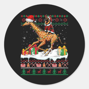 Sticker Rond Père Noël Berger Allemand Riding Giraffe Noël Swe