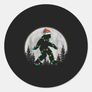 Sticker Rond Père Noël Bigfoot lumières de Noël Drôle Sasquatch