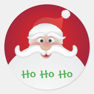 Sticker Rond Père Noël  Brillant, Grand, 3 pouces (feuille de 6