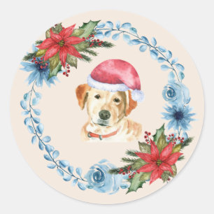 Sticker Rond Père Noël Casquette Jaune Lab Vacances