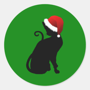 Sticker Rond Père Noël Cat