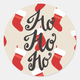 Sticker Rond Père Noël Chaussettes Noël Fête HO HO HO Cadeau