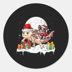 Sticker Rond Père Noël Chihuahua équitation Axolotl Propriétair