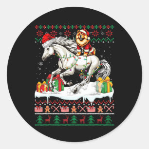 Sticker Rond Père Noël Chow Chow équitation Cheval Noël Sweat L