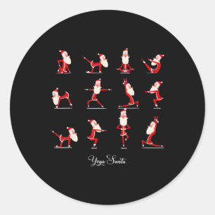 Sticker Rond Père Noël Christmas Yoga Pose Père Noël Namaste Na